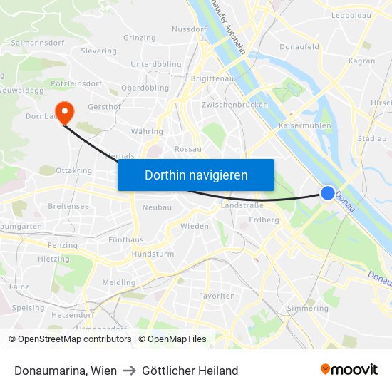 Donaumarina, Wien to Göttlicher Heiland map