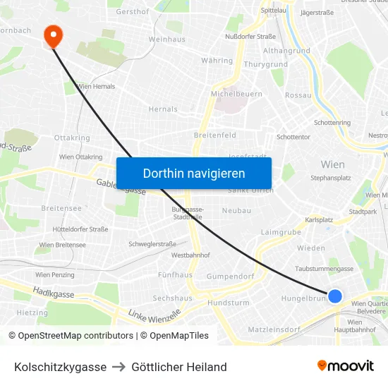 Kolschitzkygasse to Göttlicher Heiland map