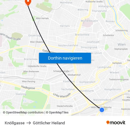 Knöllgasse to Göttlicher Heiland map