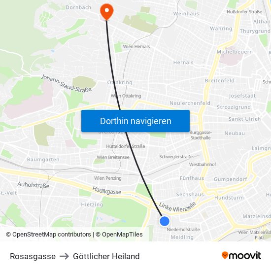 Rosasgasse to Göttlicher Heiland map