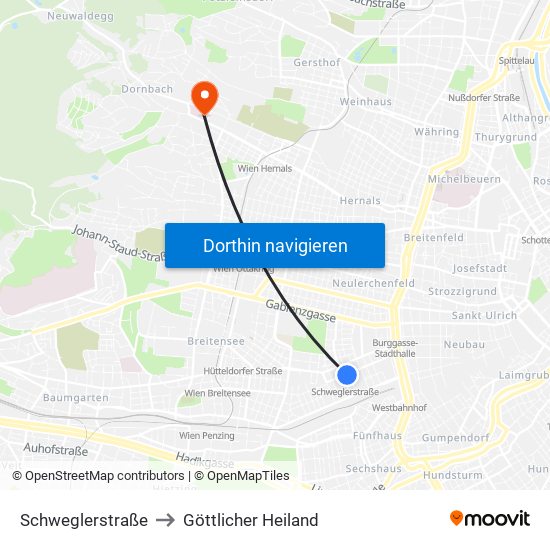 Schweglerstraße to Göttlicher Heiland map