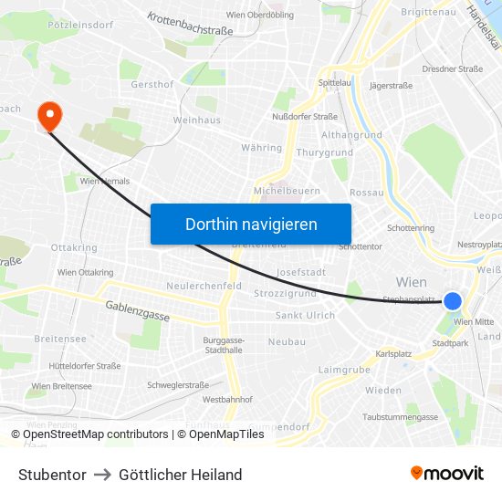 Stubentor to Göttlicher Heiland map