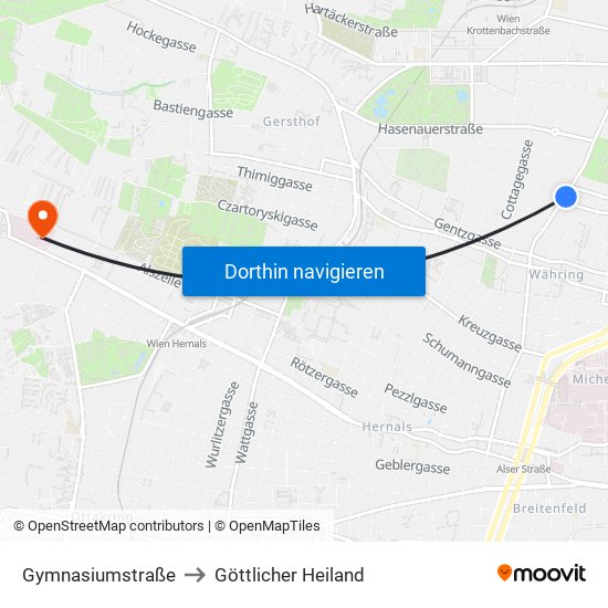 Gymnasiumstraße to Göttlicher Heiland map