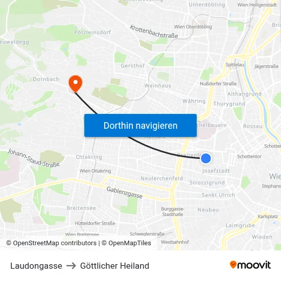Laudongasse to Göttlicher Heiland map