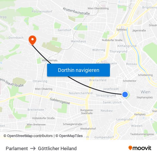 Parlament to Göttlicher Heiland map