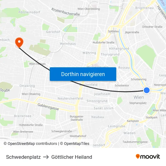 Schwedenplatz to Göttlicher Heiland map