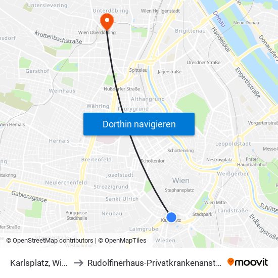 Karlsplatz, Wien to Rudolfinerhaus-Privatkrankenanstalt map