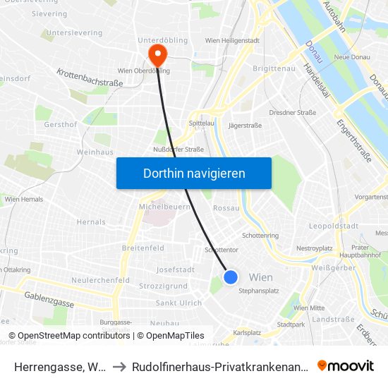Herrengasse, Wien to Rudolfinerhaus-Privatkrankenanstalt map