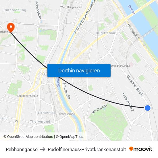 Rebhanngasse to Rudolfinerhaus-Privatkrankenanstalt map
