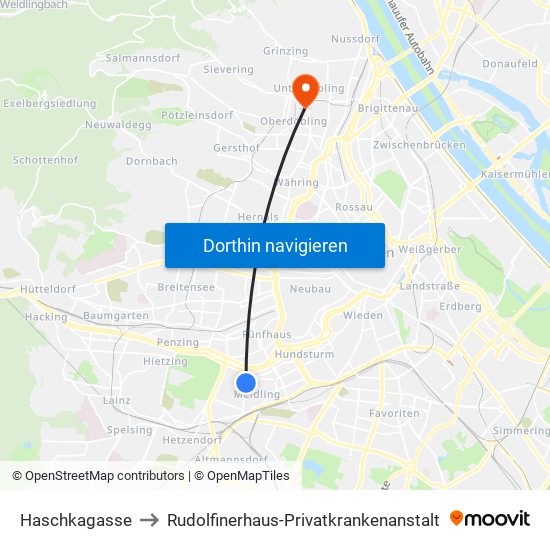 Haschkagasse to Rudolfinerhaus-Privatkrankenanstalt map
