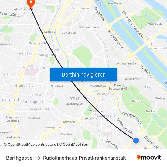 Barthgasse to Rudolfinerhaus-Privatkrankenanstalt map