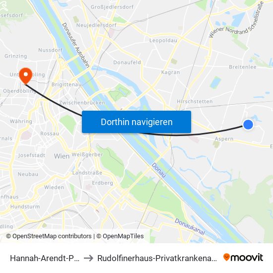 Hannah-Arendt-Platz to Rudolfinerhaus-Privatkrankenanstalt map