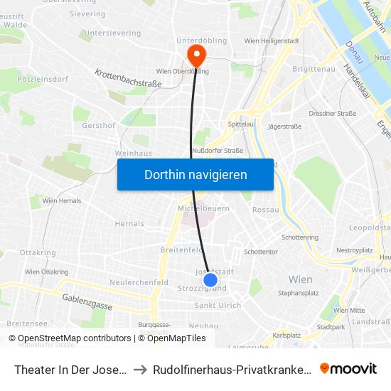 Theater In Der Josefstadt to Rudolfinerhaus-Privatkrankenanstalt map
