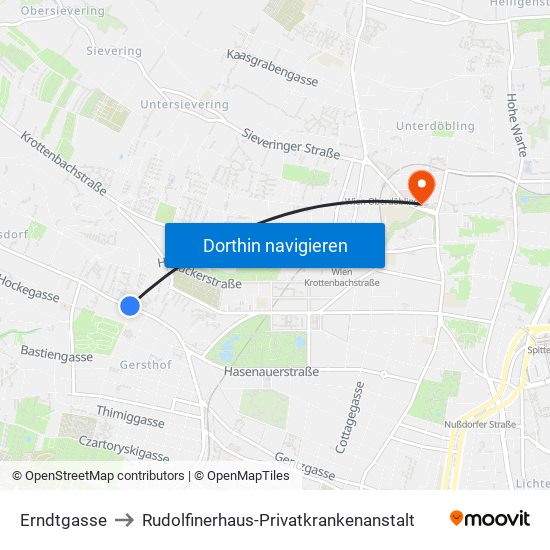 Erndtgasse to Rudolfinerhaus-Privatkrankenanstalt map