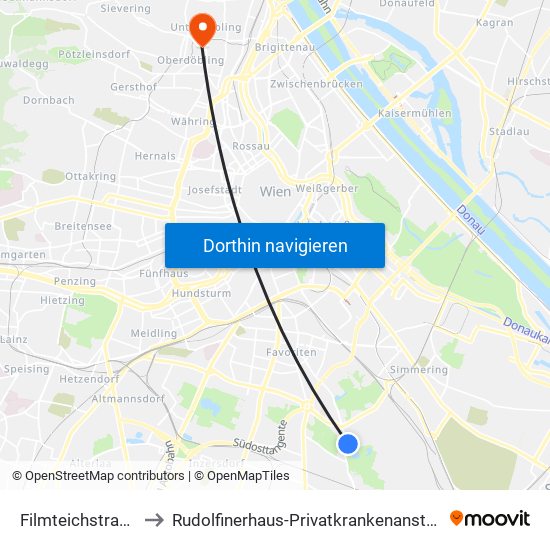 Filmteichstraße to Rudolfinerhaus-Privatkrankenanstalt map