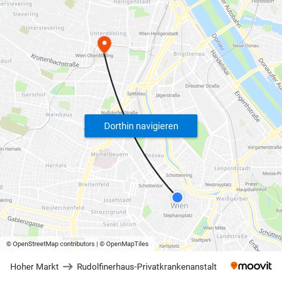 Hoher Markt to Rudolfinerhaus-Privatkrankenanstalt map