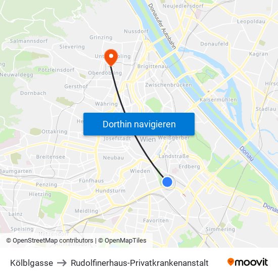 Kölblgasse to Rudolfinerhaus-Privatkrankenanstalt map
