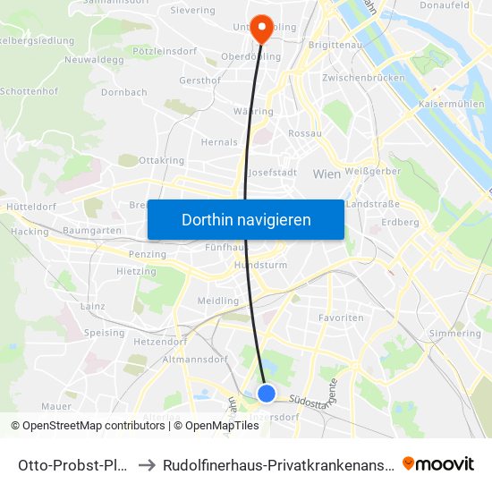 Otto-Probst-Platz to Rudolfinerhaus-Privatkrankenanstalt map