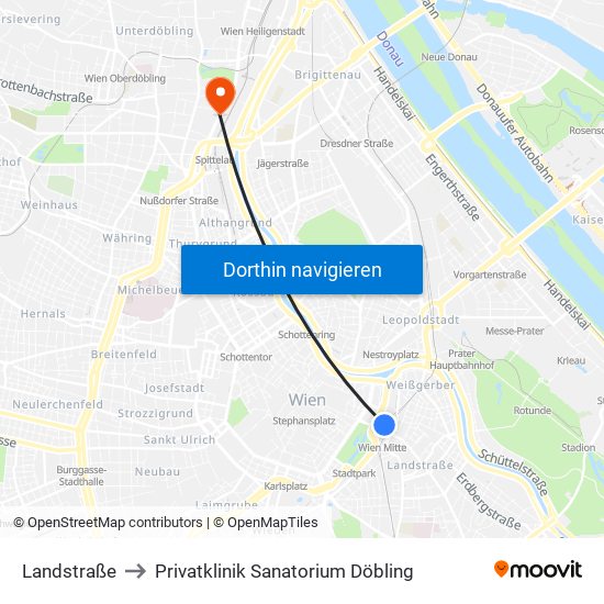 Landstraße to Privatklinik Sanatorium Döbling map