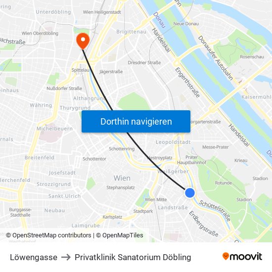 Löwengasse to Privatklinik Sanatorium Döbling map