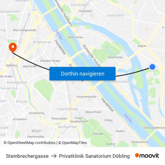 Steinbrechergasse to Privatklinik Sanatorium Döbling map