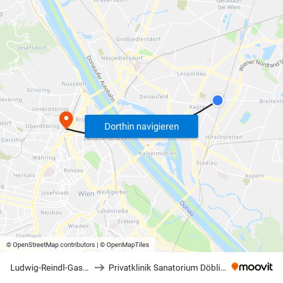 Ludwig-Reindl-Gasse to Privatklinik Sanatorium Döbling map