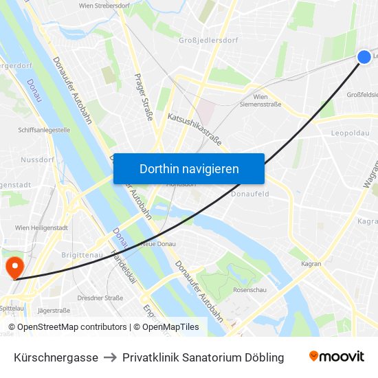 Kürschnergasse to Privatklinik Sanatorium Döbling map