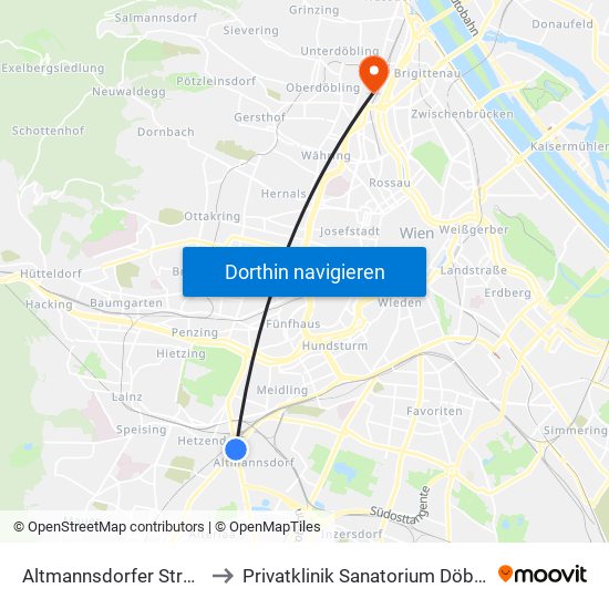 Altmannsdorfer Straße to Privatklinik Sanatorium Döbling map