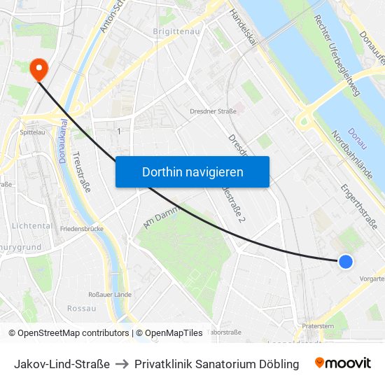 Jakov-Lind-Straße to Privatklinik Sanatorium Döbling map