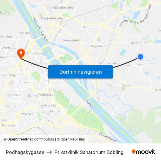 Podhagskygasse to Privatklinik Sanatorium Döbling map