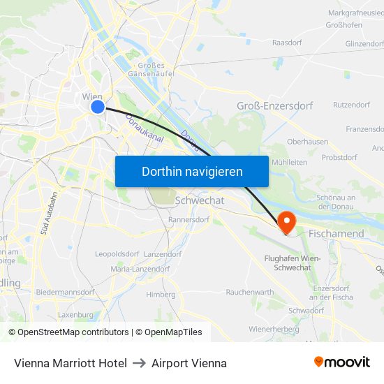Vienna Marriott Hotel to Airport Vienna map