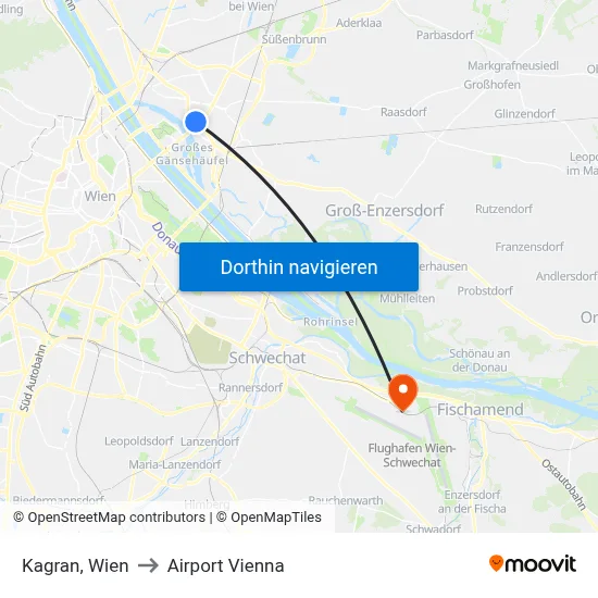 Kagran, Wien to Airport Vienna map