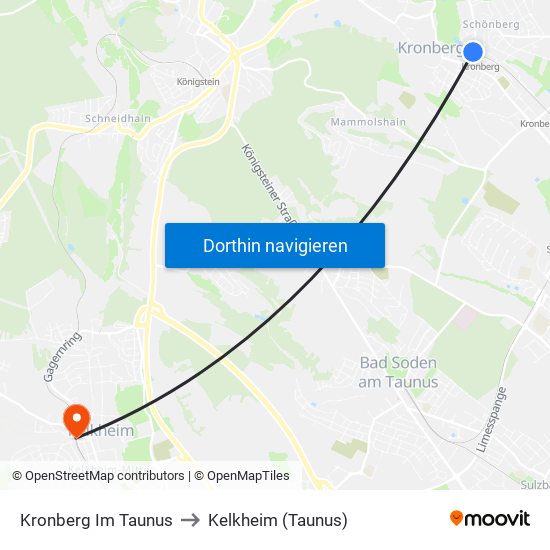 Kronberg Im Taunus to Kelkheim (Taunus) map