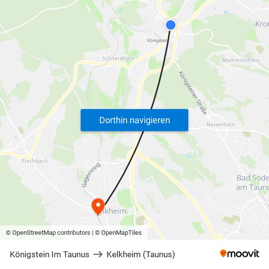 Königstein Im Taunus to Kelkheim (Taunus) map