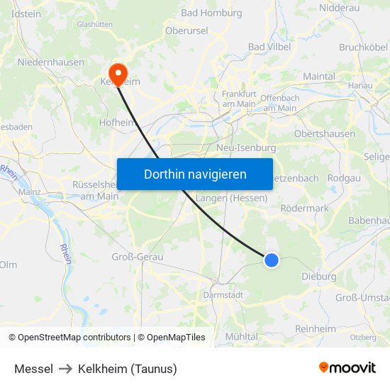 Messel to Kelkheim (Taunus) map