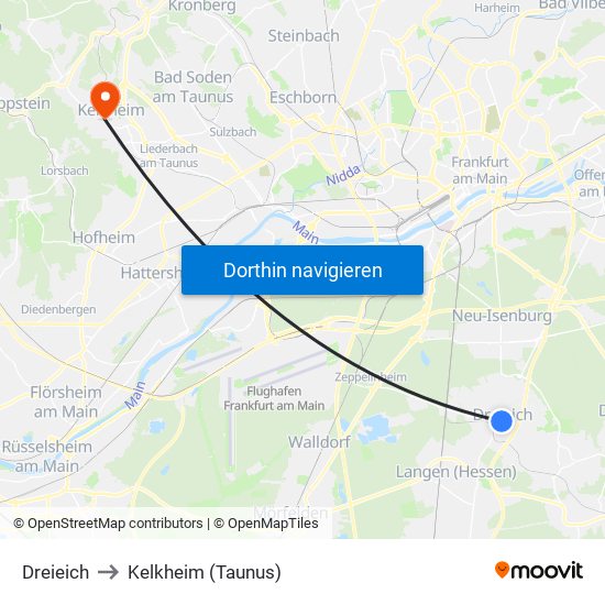 Dreieich to Kelkheim (Taunus) map