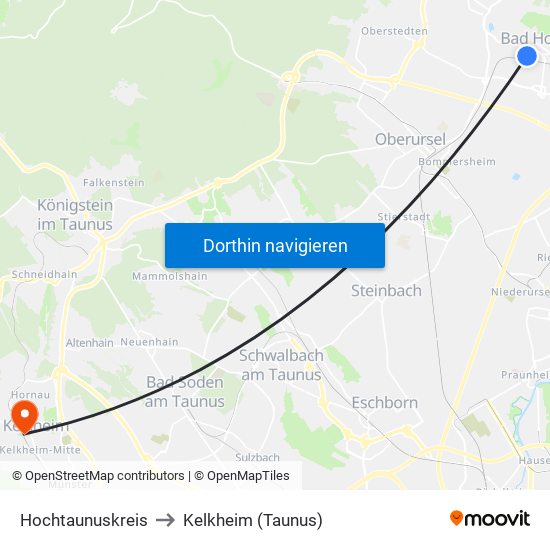 Hochtaunuskreis to Kelkheim (Taunus) map