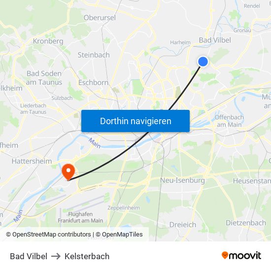 Bad Vilbel to Kelsterbach map