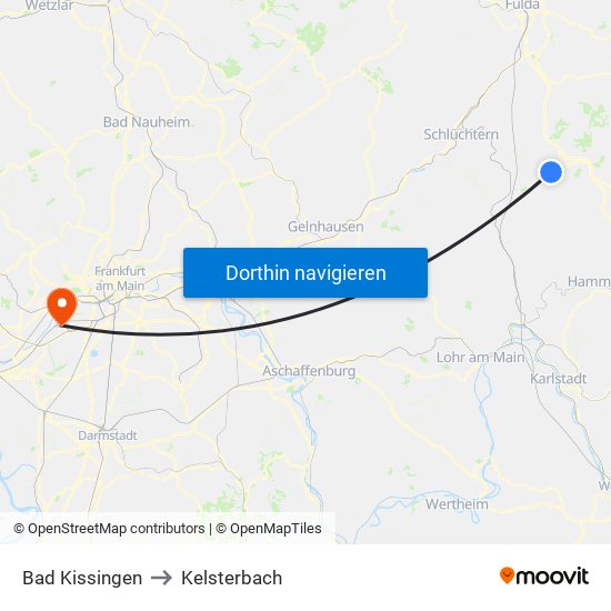 Bad Kissingen to Kelsterbach map