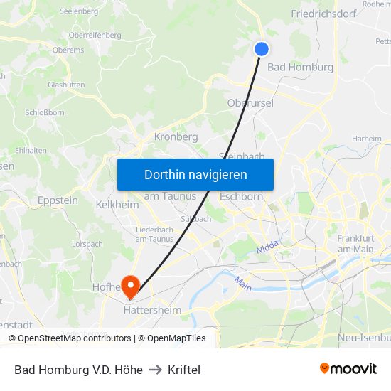 Bad Homburg V.D. Höhe to Kriftel map