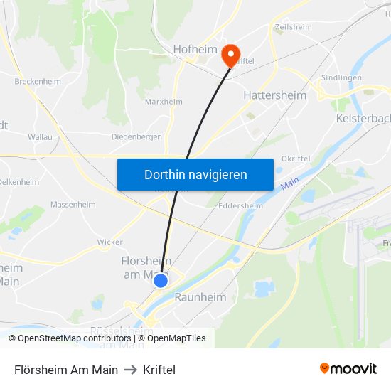 Flörsheim Am Main to Kriftel map