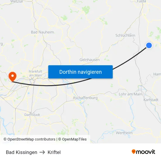 Bad Kissingen to Kriftel map