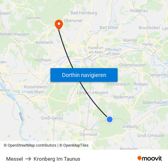 Messel to Kronberg Im Taunus map