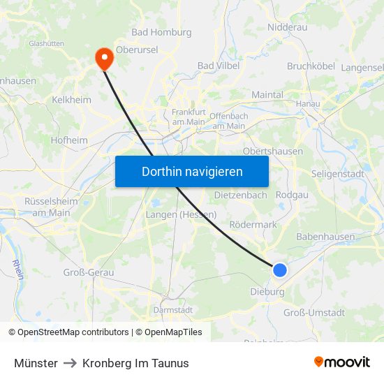 Münster to Kronberg Im Taunus map