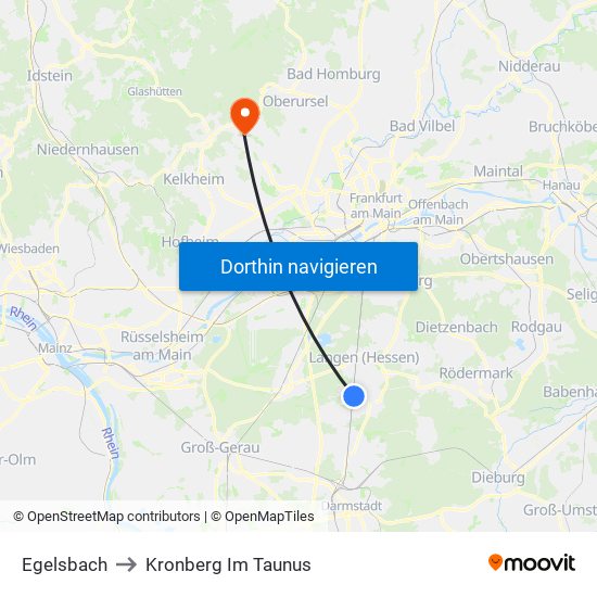 Egelsbach to Kronberg Im Taunus map
