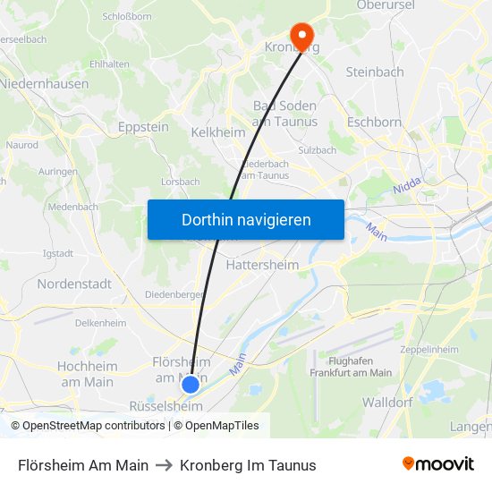 Flörsheim Am Main to Kronberg Im Taunus map
