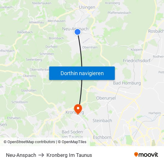 Neu-Anspach to Kronberg Im Taunus map