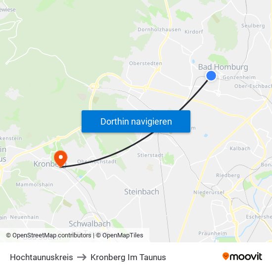 Hochtaunuskreis to Kronberg Im Taunus map