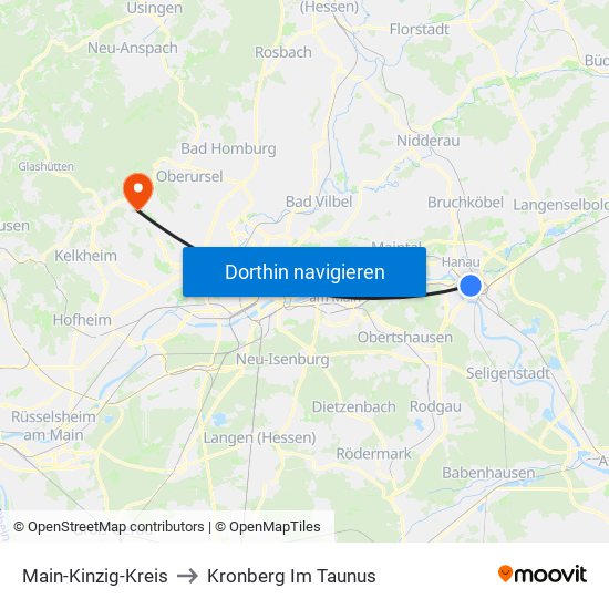 Main-Kinzig-Kreis to Kronberg Im Taunus map