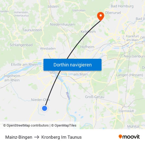 Mainz-Bingen to Kronberg Im Taunus map